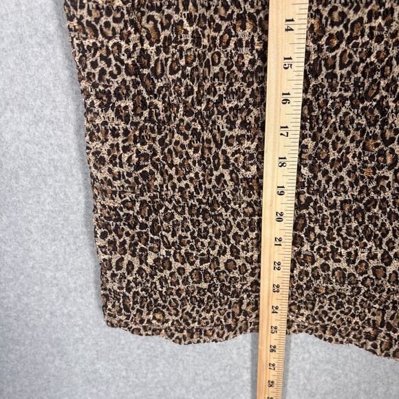 VTG 90s Top 2XL Leopard Animal Crinkle Sheer Textured Loud Maximalist Stretch - Picture 7 of 10